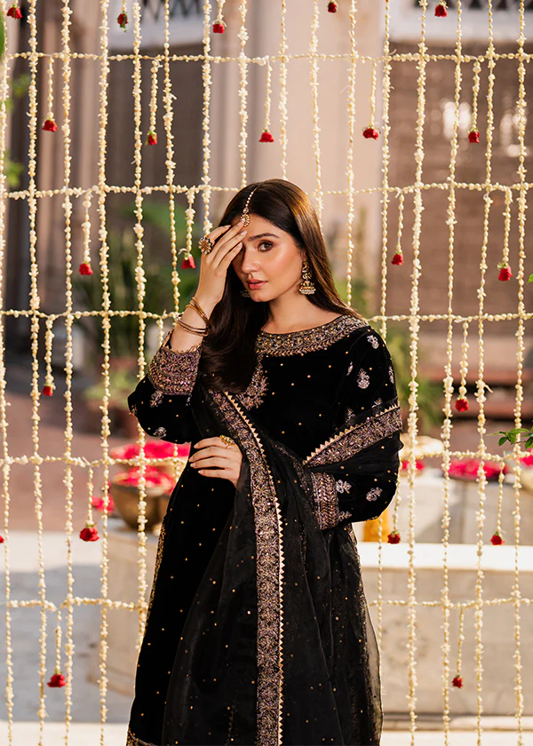 Black Velvet Lehenga Dress Ireland Wedding Party Outfit - Image 7