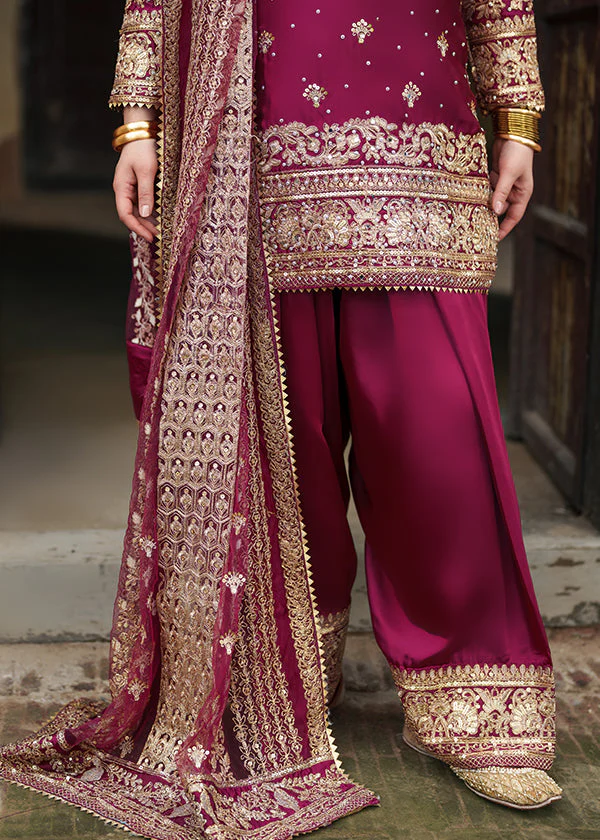 Magenta Embroidered Wedding Suit for Women Ireland - Image 4