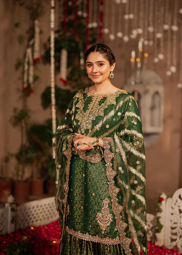 Emerald Green Gharara Dress Ireland Wedding Outfit Set - Image 3
