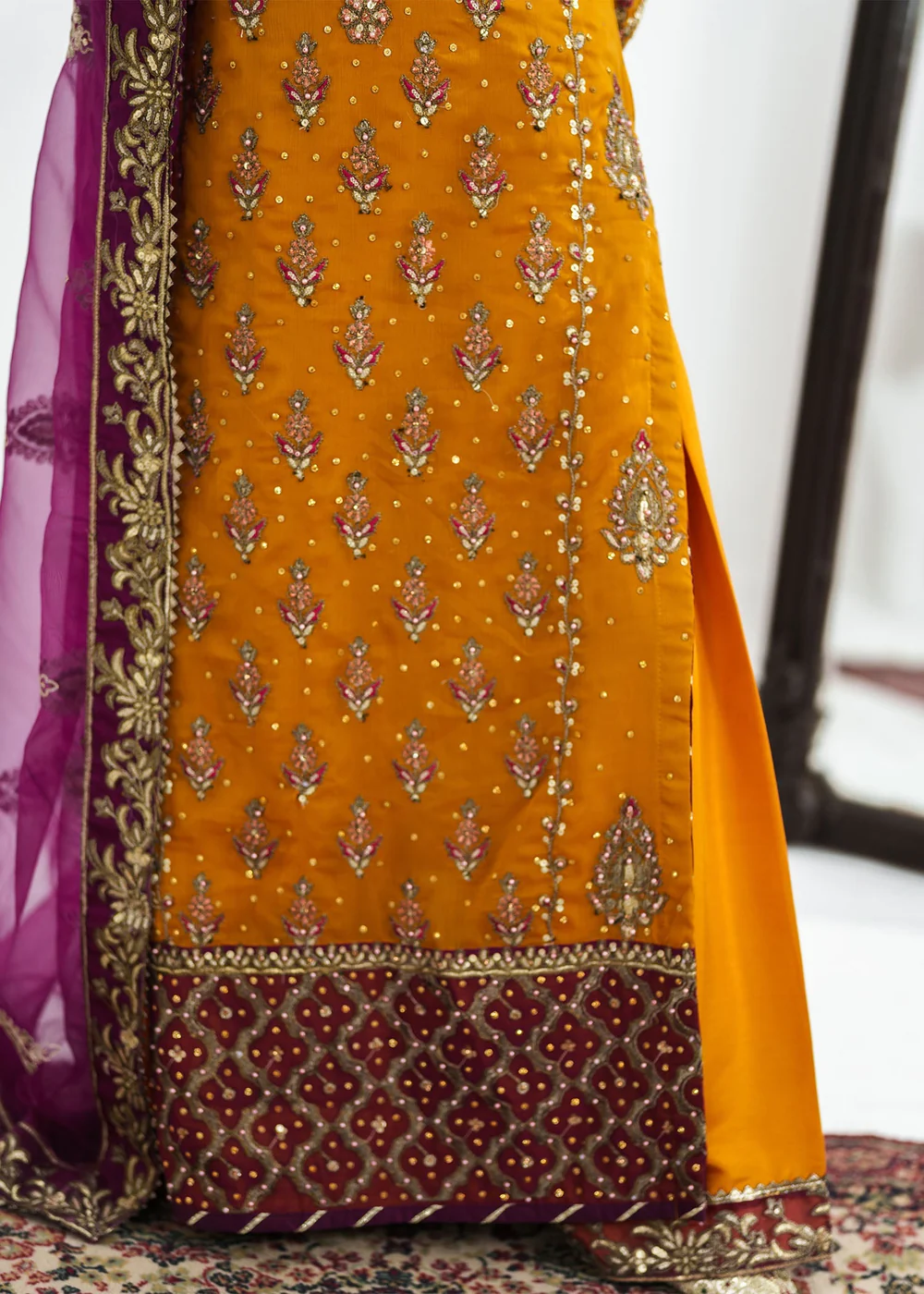 Mustard Mehndi Wedding Dress for Women in Ireland UK - Image 7