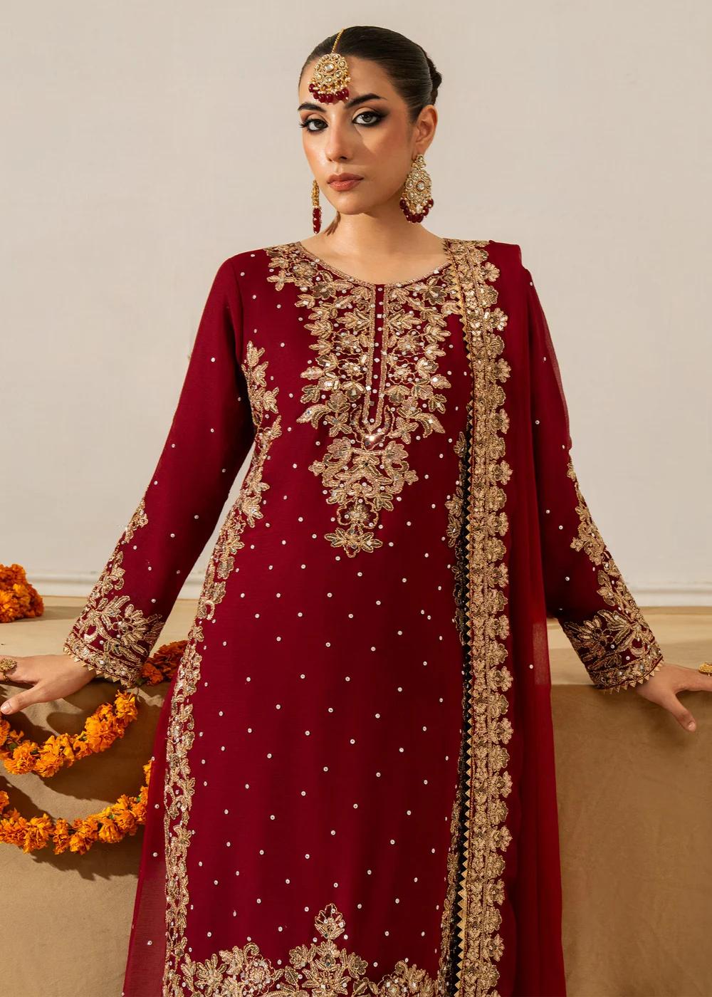 Maroon Sharara Party Wear Dress for Women Ireland - Image 7