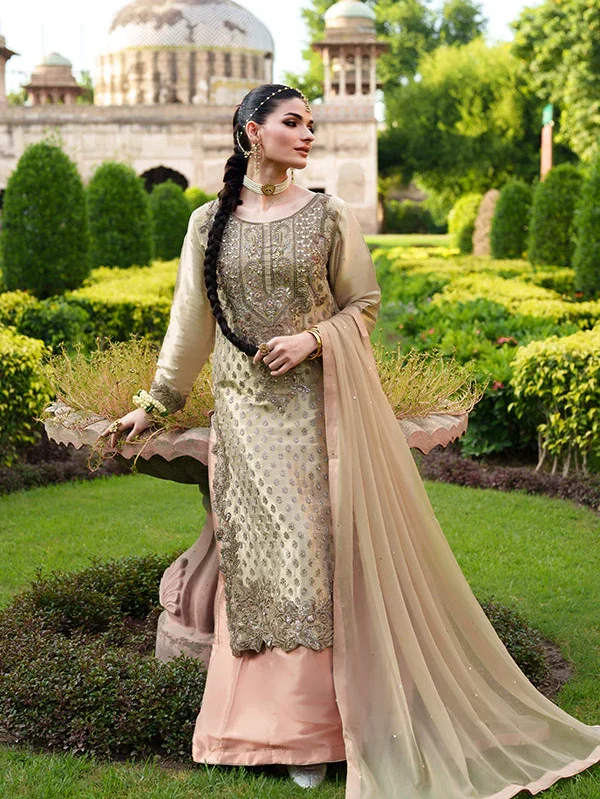Beige Chiffon Sharara Suit for Women in Ireland
