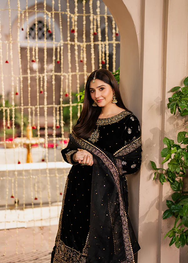 Black Velvet Lehenga Dress Ireland Wedding Party Outfit - Image 8