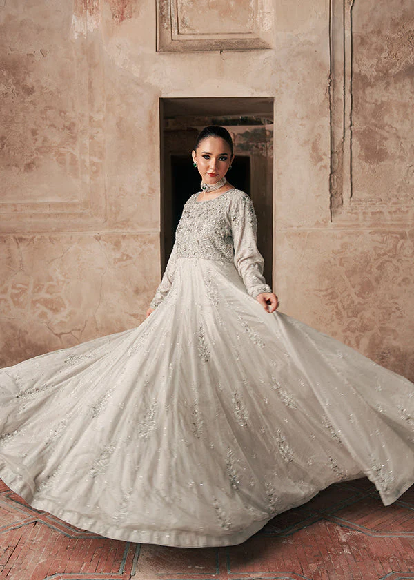 Grey Silk Maxi Party Wear Dress for Women Ireland - Image 4