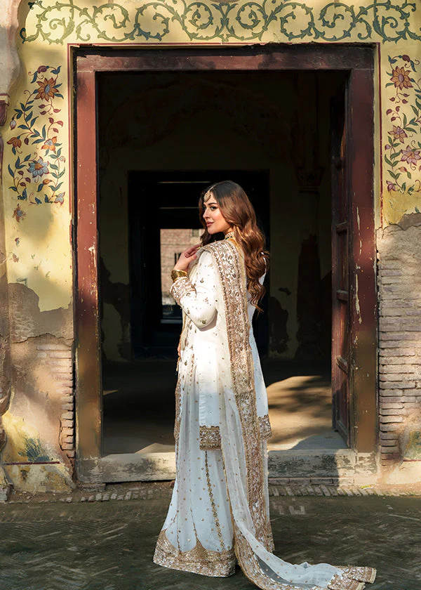 White Embroidered Chiffon Wedding Suit Ireland Women - Image 10
