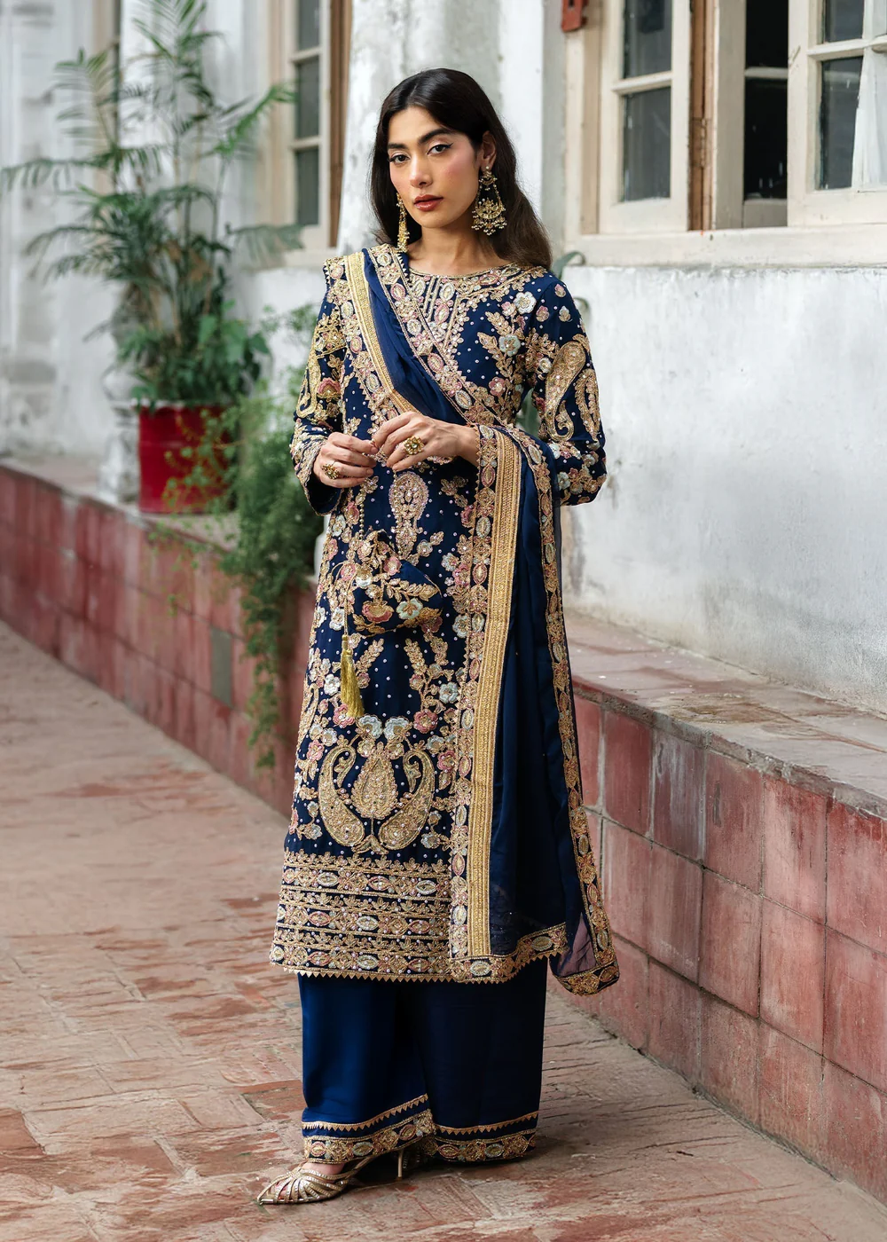 Royal Blue Chiffon Pakistani Wedding Suit Ireland