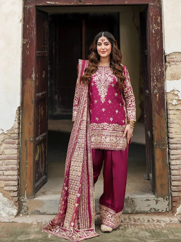 Magenta Embroidered Wedding Suit for Women Ireland