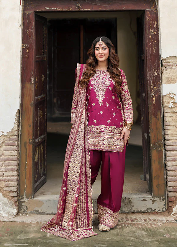 Magenta Embroidered Wedding Suit for Women Ireland