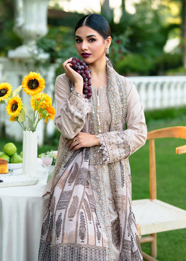Beige Embroidered Lawn Suit for Women Ireland - Image 5