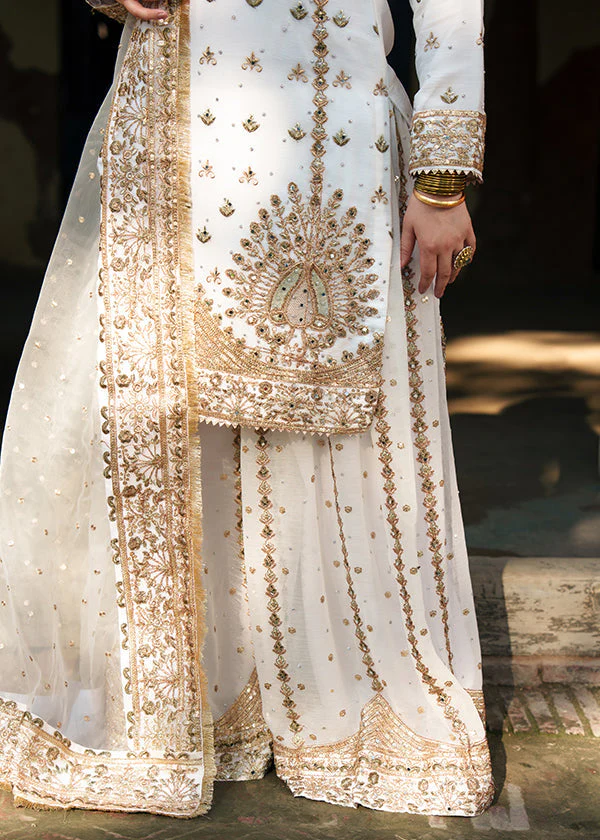 White Embroidered Chiffon Wedding Suit Ireland Women - Image 11