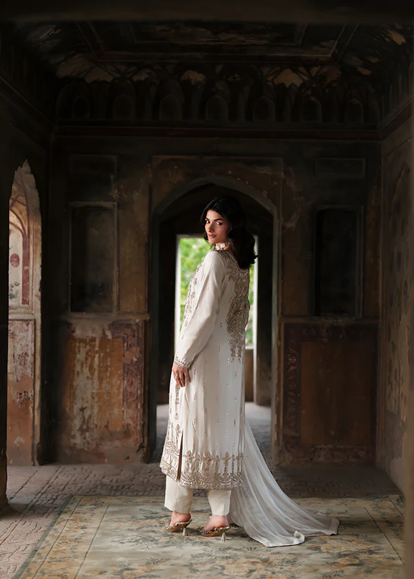 Off White Chiffon Party Wear Suit for Women Ireland - Image 11