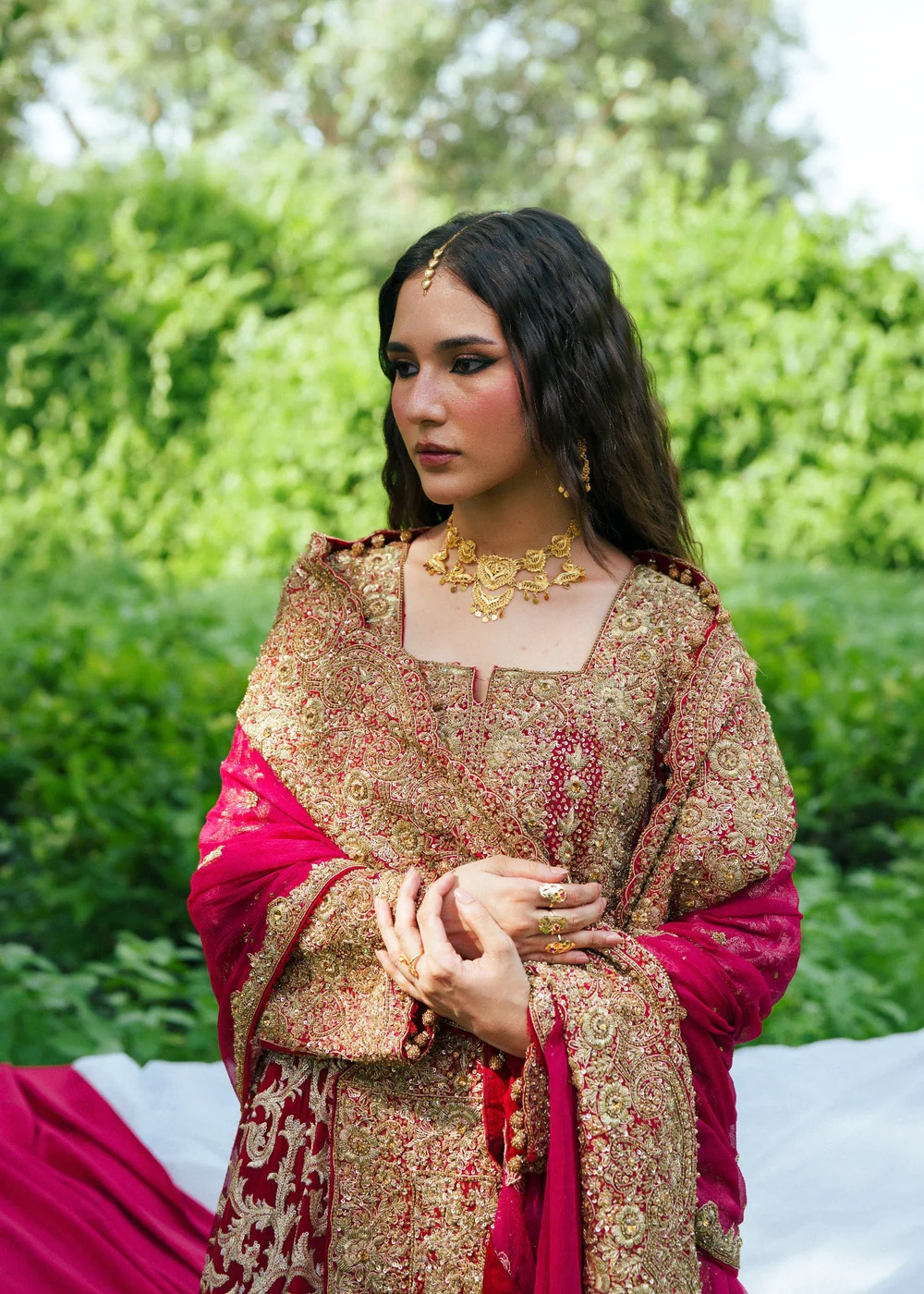 Maroon Chiffon Pakistani Wedding Dress Ireland Women