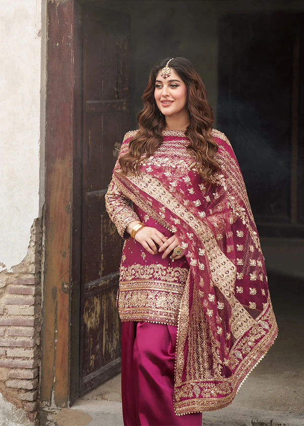 Magenta Embroidered Wedding Suit for Women Ireland - Image 12