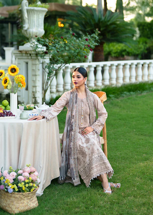 Beige Embroidered Lawn Suit for Women Ireland - Image 2