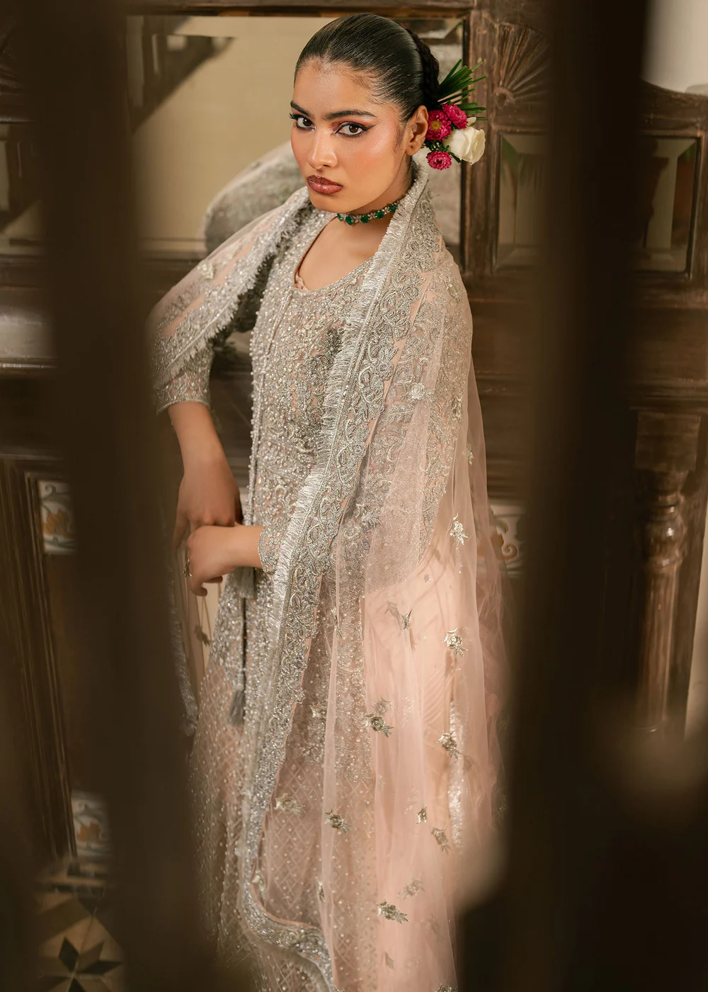 Baby Pink Silk Gharara Dress Ireland Wedding Wear - Image 3