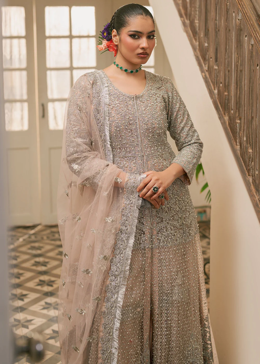 Baby Pink Silk Gharara Dress Ireland Wedding Wear - Image 8