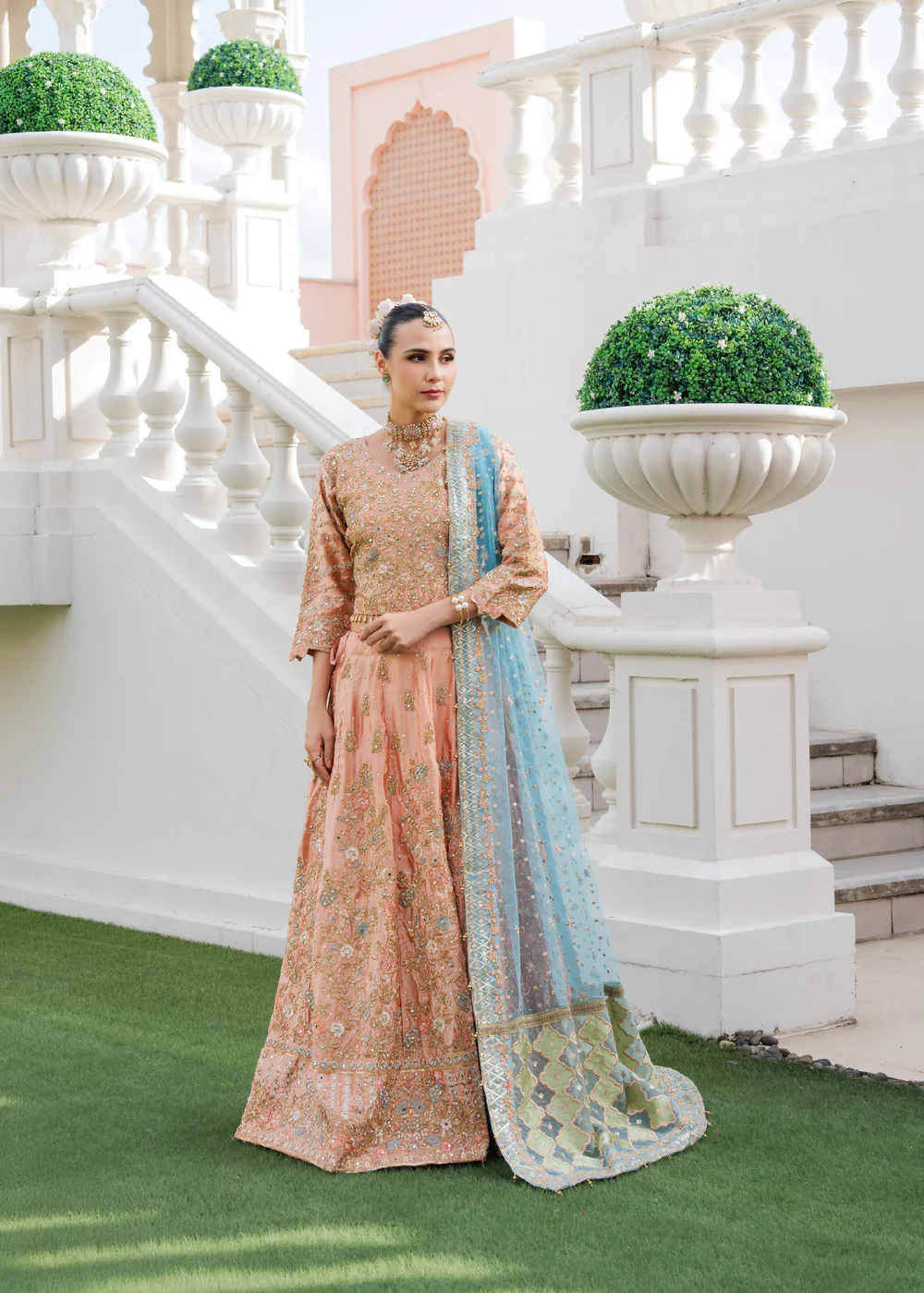Peach Pink Lehenga Dress Ireland Wedding Party Wear Suit