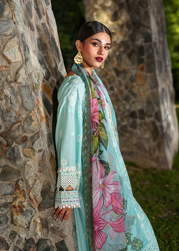 Light Blue Lawn Embroidered Suit in Ireland for Women - Image 3
