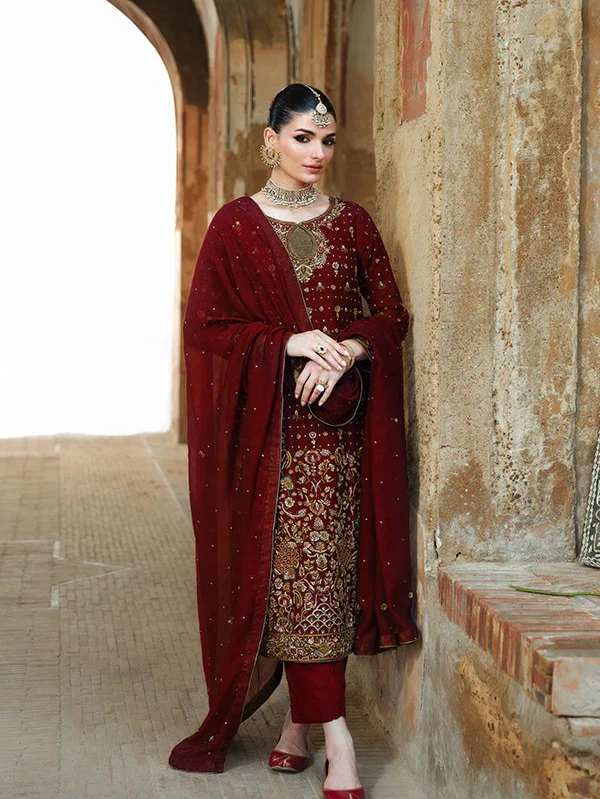 Maroon Chiffon Party Wear Suit for Women in Ireland