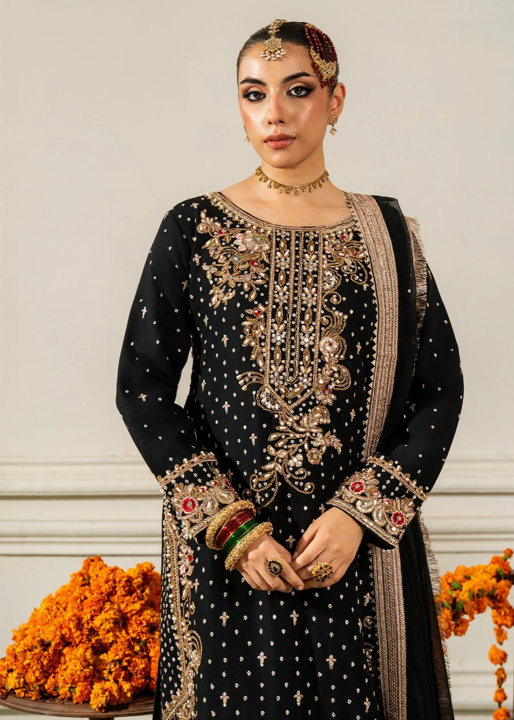 Black Chiffon Long Kurta Party Wear Suit Ireland - Image 7
