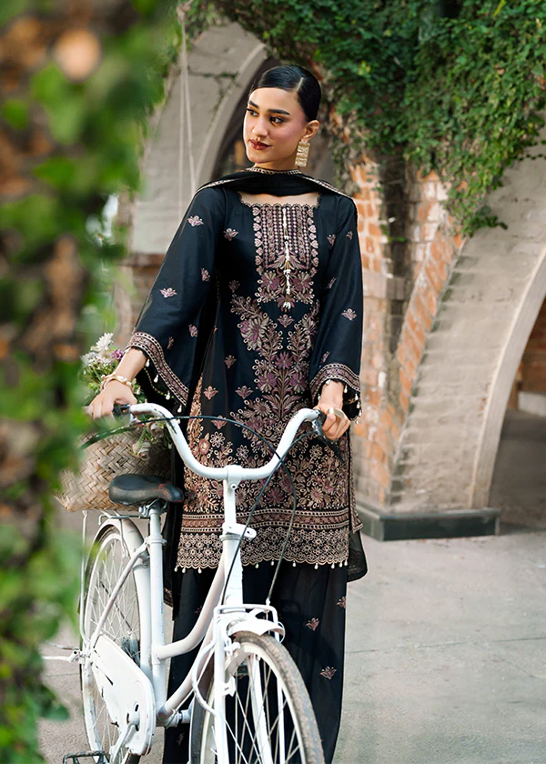 Black Embroidered Lawn Suit for Women Ireland - Image 2