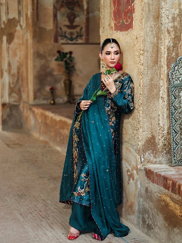 Teal Chiffon Party Wear Suit for Women in Ireland