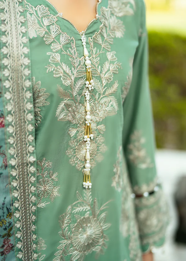Pastel Green Embroidered Lawn Suit for Women Ireland - Image 6