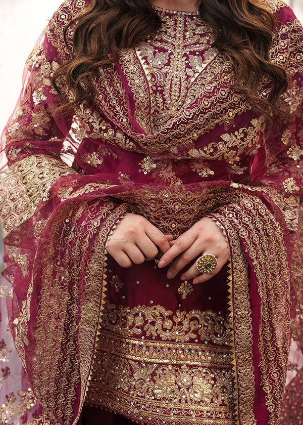 Magenta Embroidered Wedding Suit for Women Ireland - Image 10