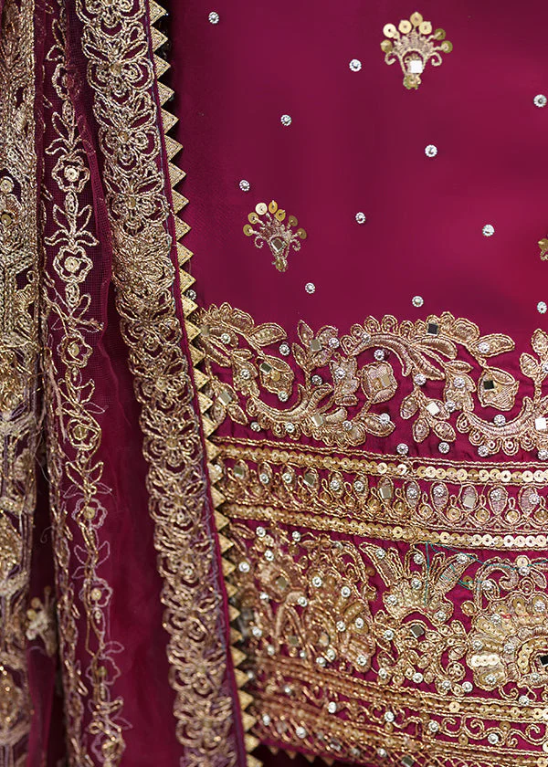 Magenta Embroidered Wedding Suit for Women Ireland - Image 9