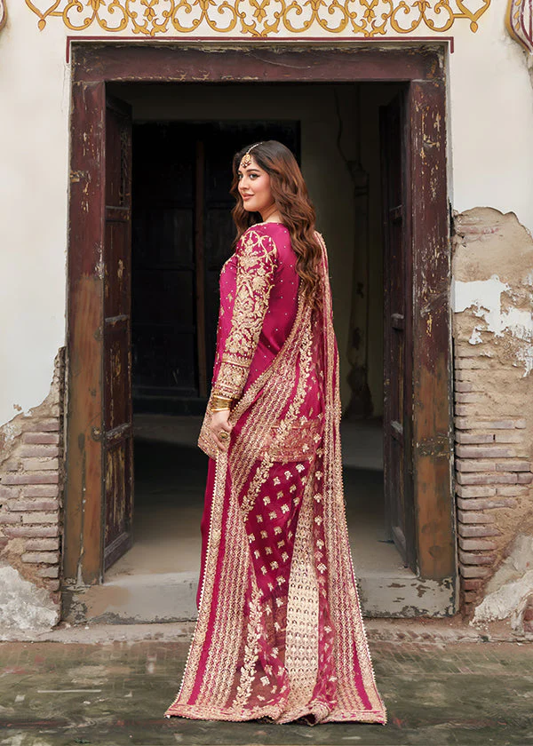 Magenta Embroidered Wedding Suit for Women Ireland - Image 6
