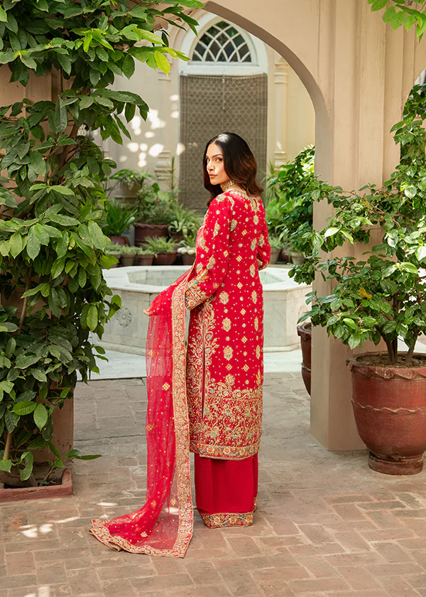Red Chiffon Embroidered Wedding Suit Ireland Women - Image 8