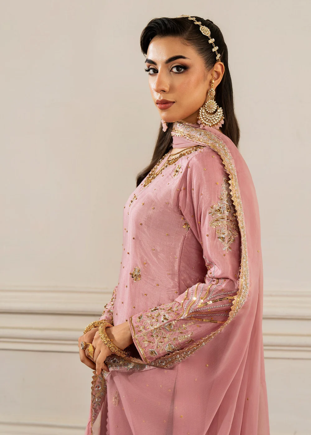 Mauve Pink Gharara Party Wear Suit for Women Ireland - Image 8