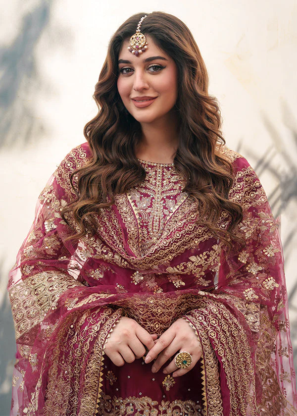 Magenta Embroidered Wedding Suit for Women Ireland - Image 15