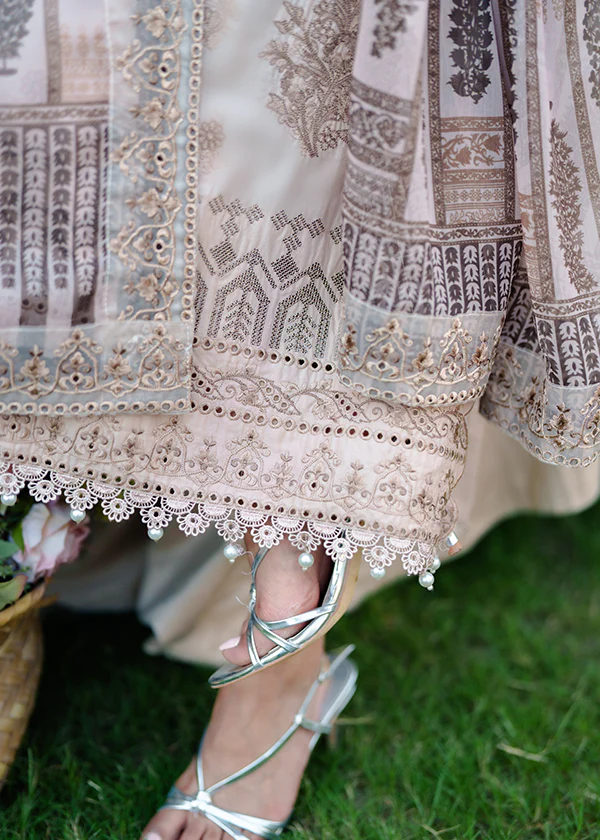 Beige Embroidered Lawn Suit for Women Ireland - Image 7