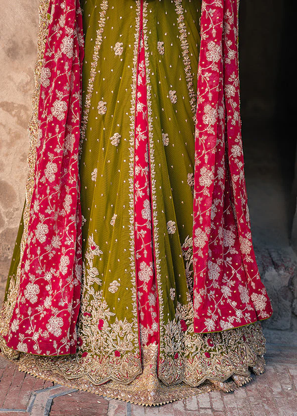 Olive Green Silk Party Wear Maxi Suit Ireland - Image 3