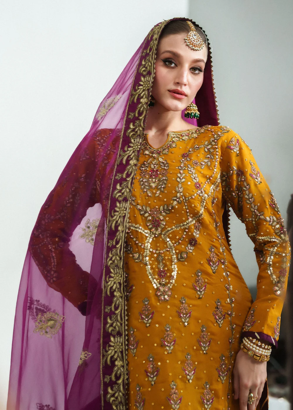 Mustard Mehndi Wedding Dress for Women in Ireland UK - Image 3