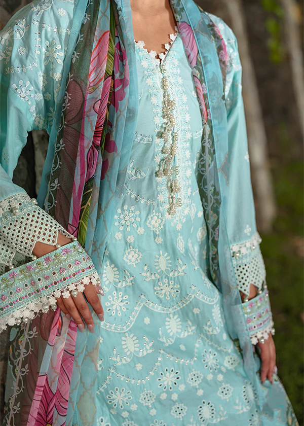 Light Blue Lawn Embroidered Suit in Ireland for Women - Image 7