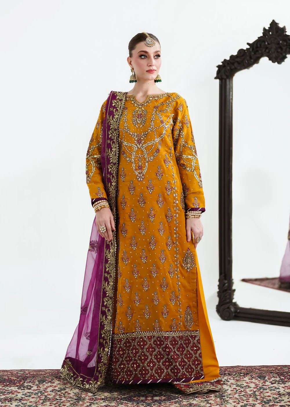Mustard Mehndi Wedding Dress for Women in Ireland UK - Image 6