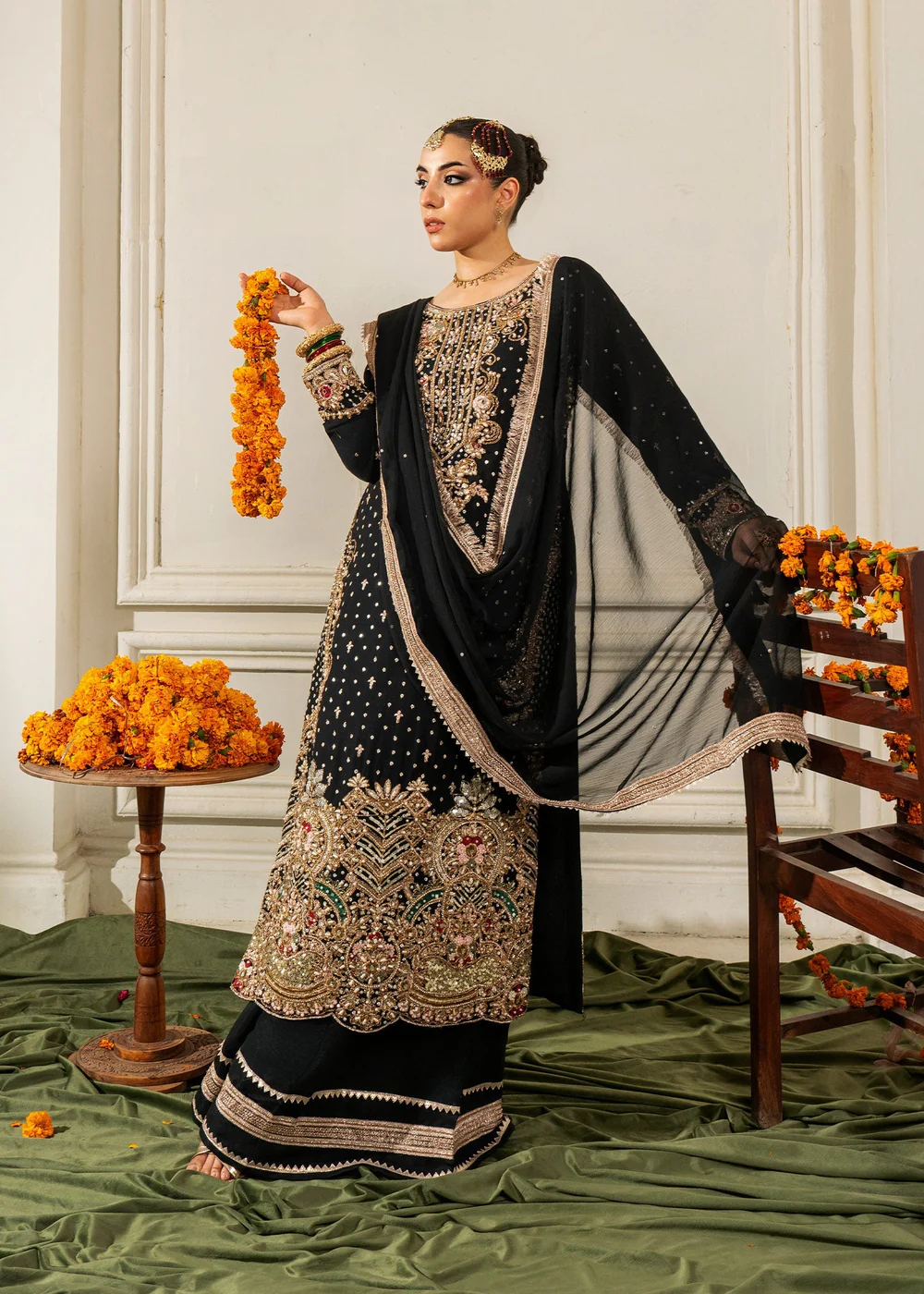 Black Chiffon Long Kurta Party Wear Suit Ireland - Image 5