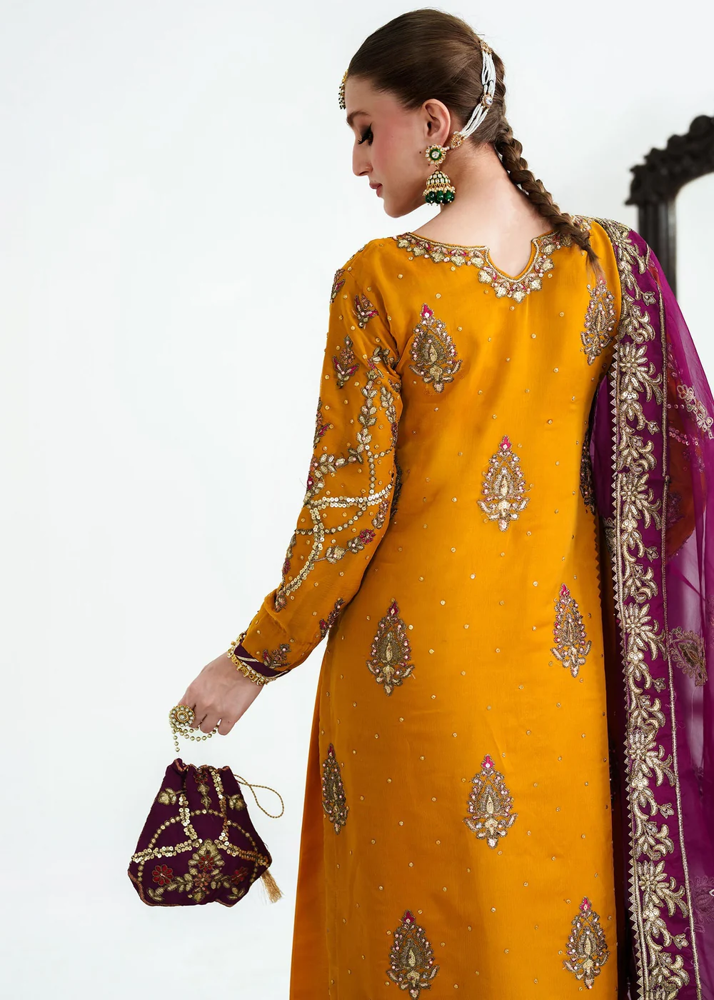 Mustard Mehndi Wedding Dress for Women in Ireland UK - Image 11