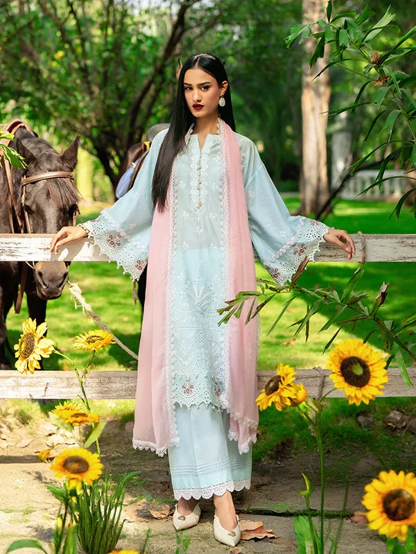 Ice Blue Embroidered Lawn Suit with Dupatta Ireland