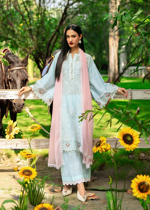 Ice Blue Embroidered Lawn Suit with Dupatta Ireland