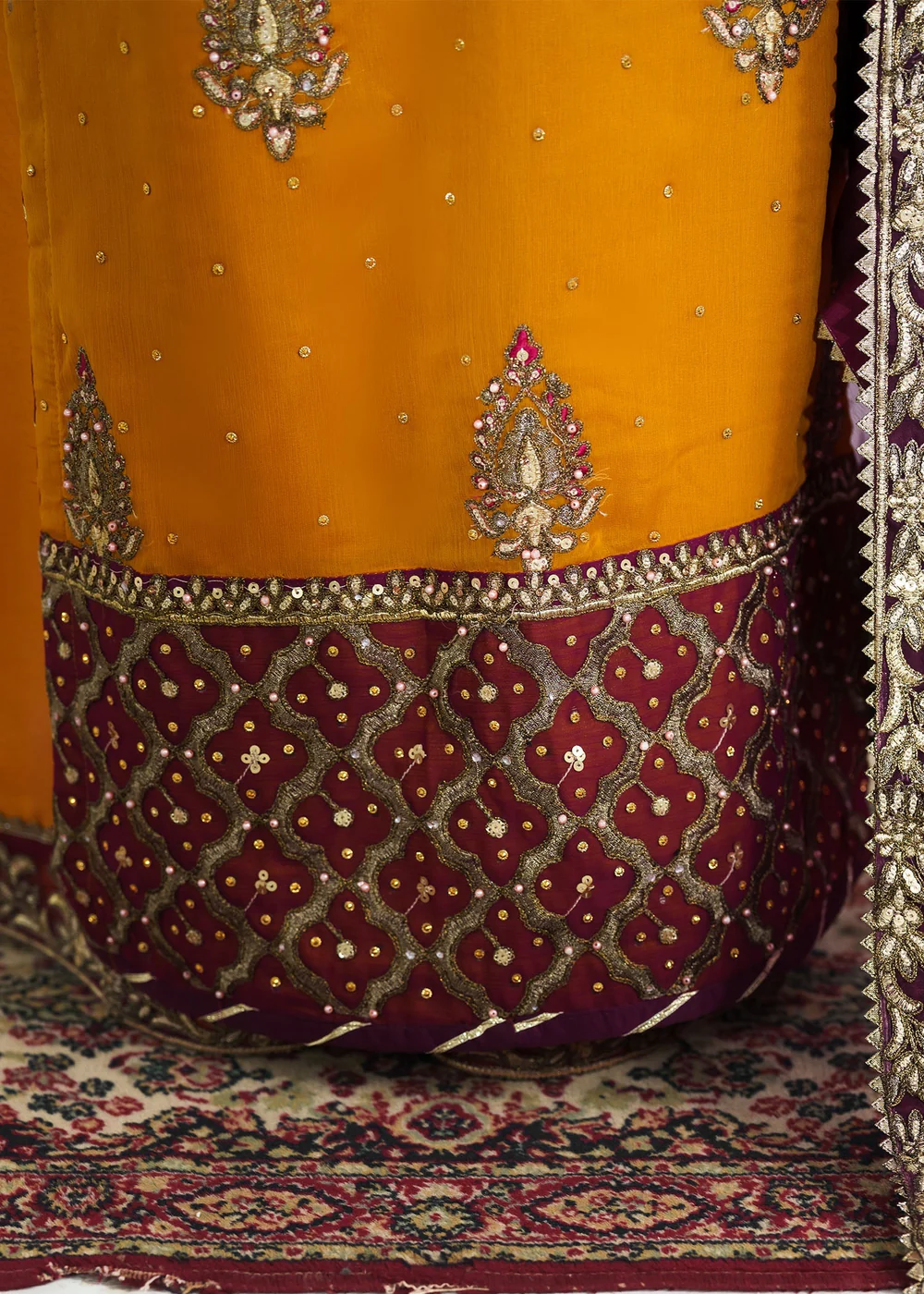 Mustard Mehndi Wedding Dress for Women in Ireland UK - Image 12