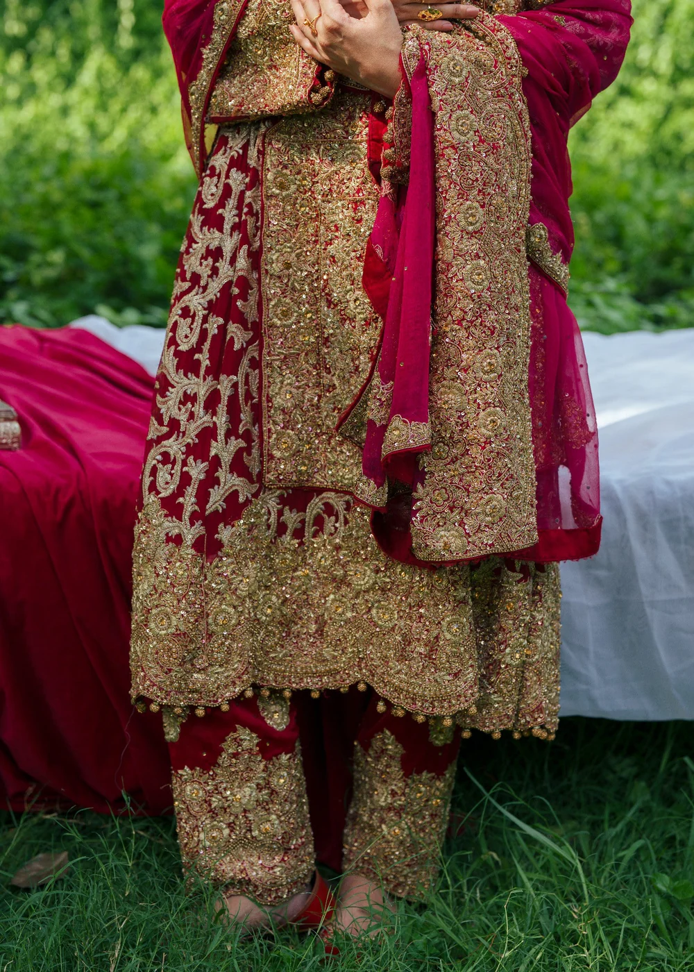 Maroon Chiffon Pakistani Wedding Dress Ireland Women - Image 5