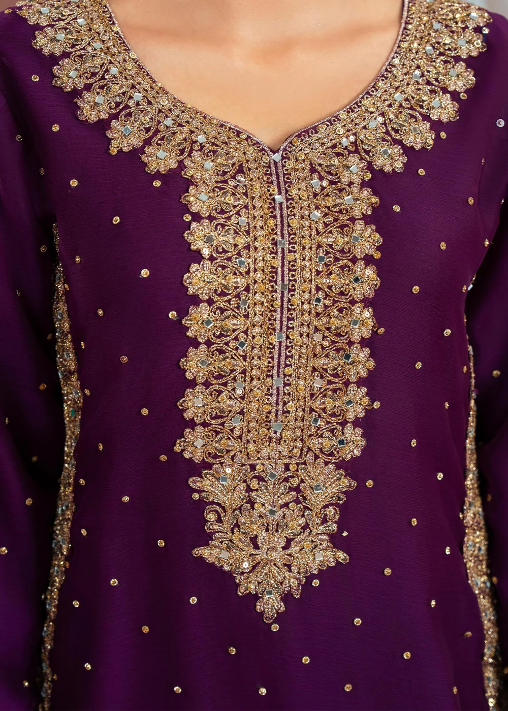 Plum Party Wear Short Kurta Dress for Women Ireland - Image 4