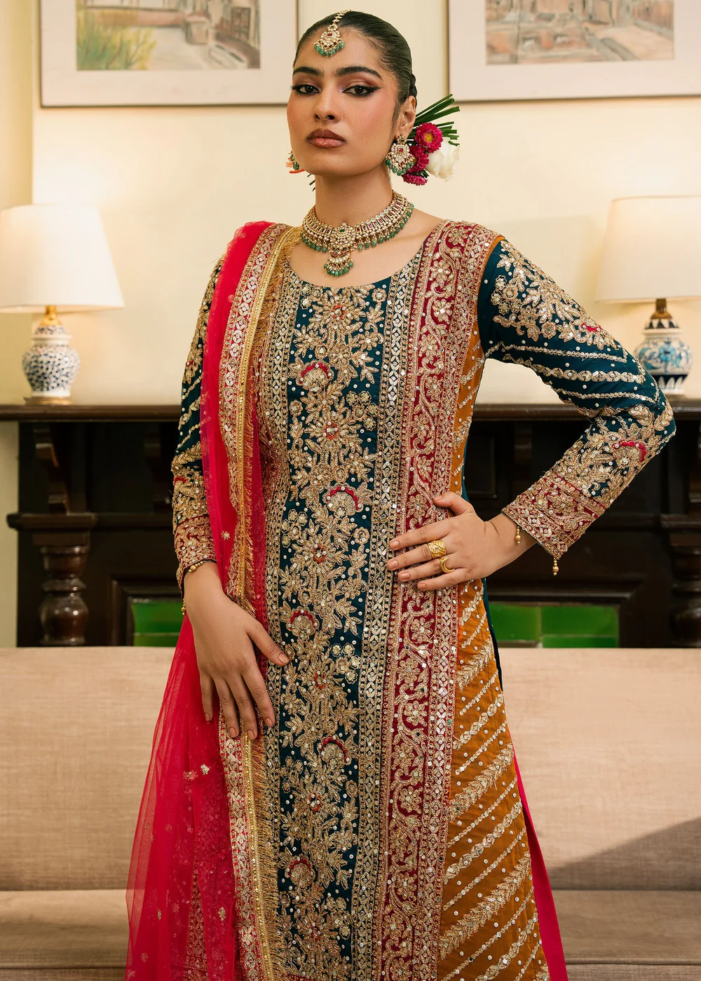 Multi Color Gharara Dress Wedding Wear Ireland Formal Suit - Image 3