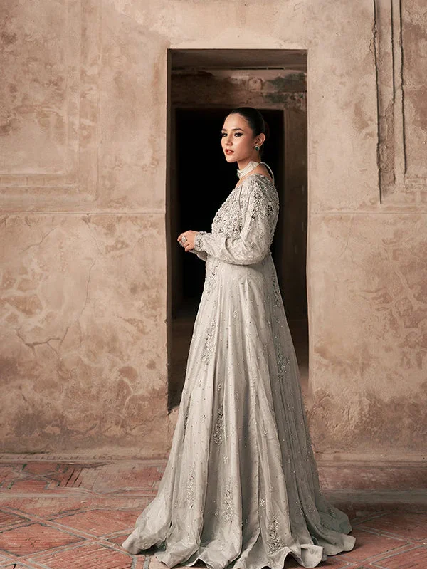 Grey Silk Maxi Party Wear Dress for Women Ireland