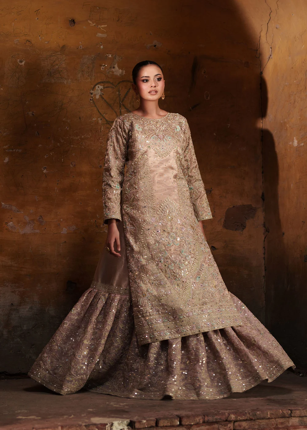 Blush Pink Gharara Party Wear Dress in Ireland - Image 4
