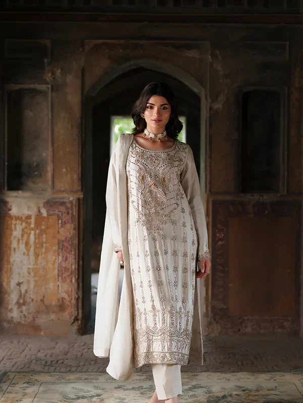 Off White Chiffon Party Wear Suit for Women Ireland