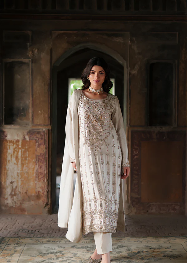 Off White Chiffon Party Wear Suit for Women Ireland